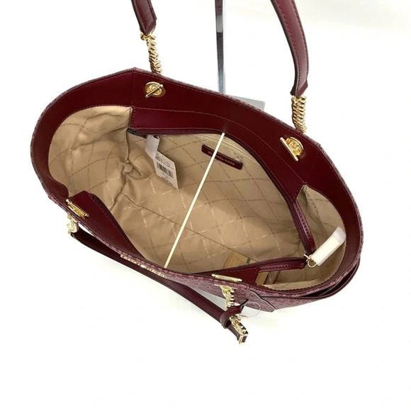 Michael Kors Large Jet Set Travel Chain Shoulder Bag Ruby Red - Picture 8 of 10